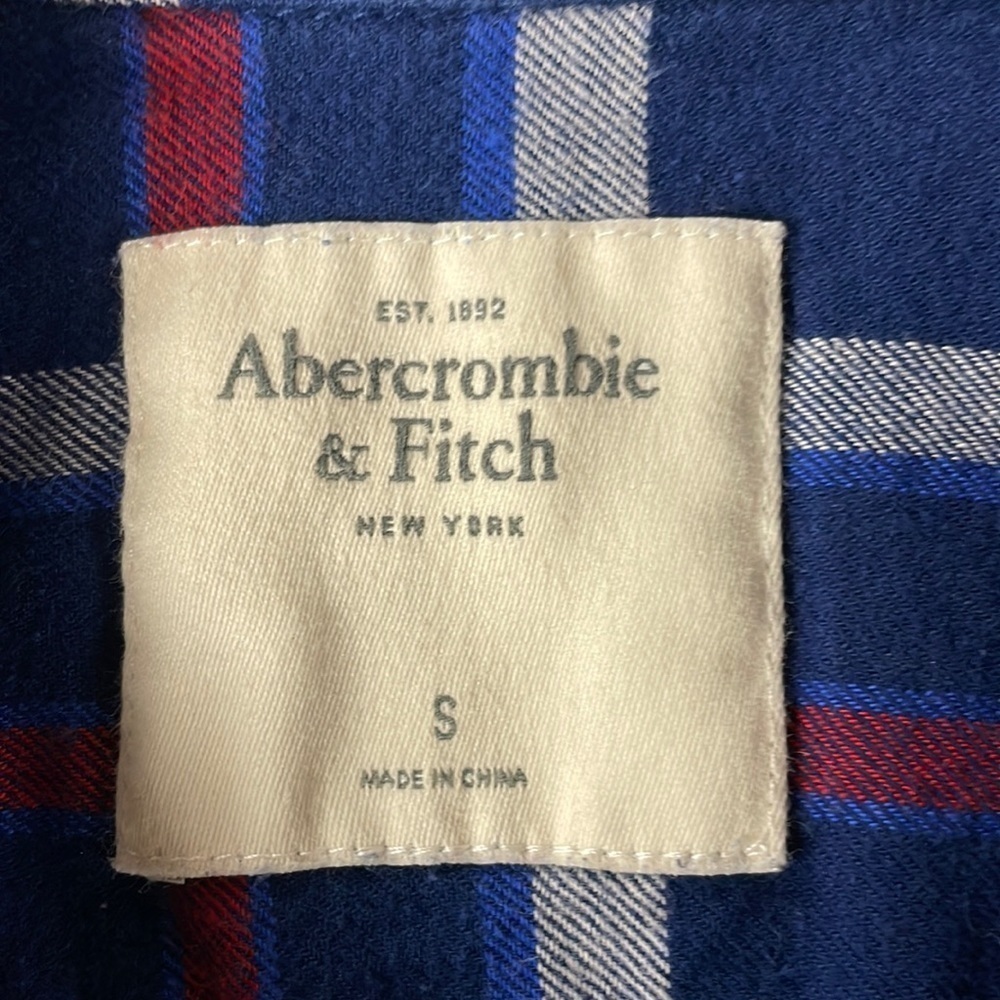 Abercrombie & Fitch Blue Plaid Flannel  Button Down Shirt, S, 100% cotton - Picture 2 of 7